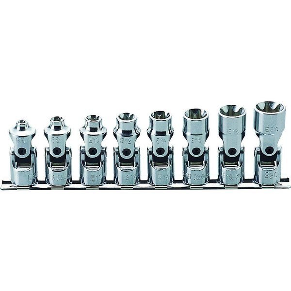 Universal Socket set TORX E6-E20 200mm 8 pieces 3/8 Sq. Drive, Ko-Ken, Mfr#: RS3440T/8